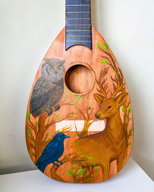 🎨 Commissioned Piece: A Guitarlele for a Daughter's Woodland Dream